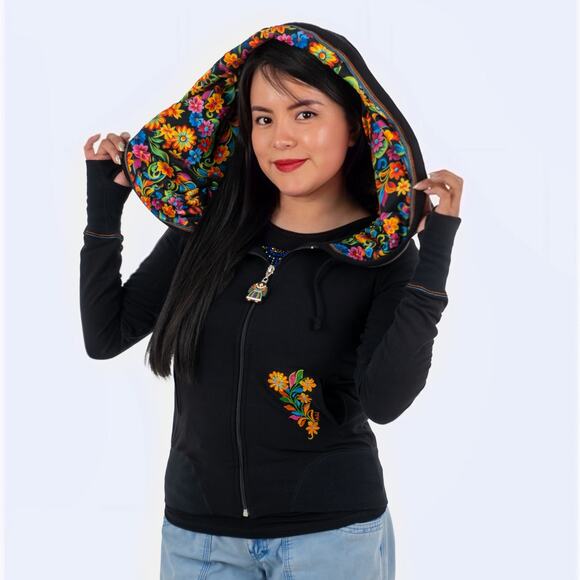 Bright and Vibrant Mexican Ay Guey Oversized Hood Hoodie Size Small EUC - Picture 6 of 6